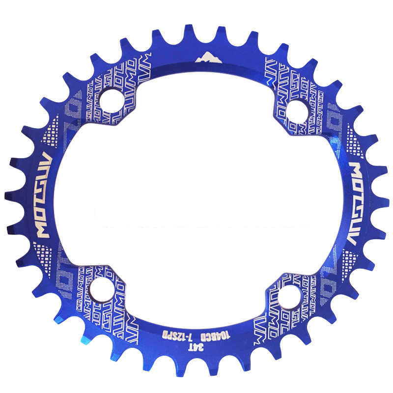 Motsuv ovaal kettingblad 104 bcd voor shimano mtb fiets kettingblad 32t 34 36 38t ultralichte tandplaat kettingwiel 104 bcd: Blauw / 32t