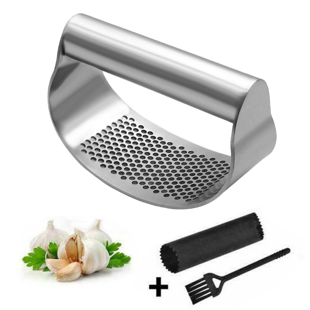 Multi-function Manual Garlic Press Curved Garlic Grinding Slicer Chopper Stainless Steel Garlic Presses Cooking Gadgets Tool