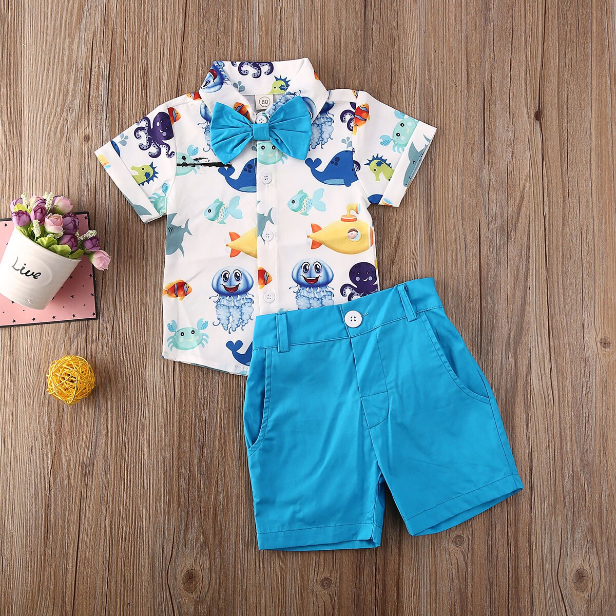 Baby sommer tøj småbørn børn baby dreng flamingo tøj kortærmet skjorte toppe shorts bukser 2 stk outfits