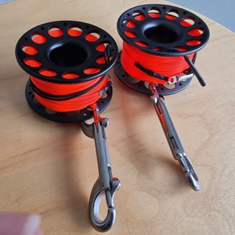 15m/30m Duiken Aluminium Spool Vinger Reel Met Rvs Diving Spool Finger Reeldouble Ended Haak Smb Apparatuur Cave Dive