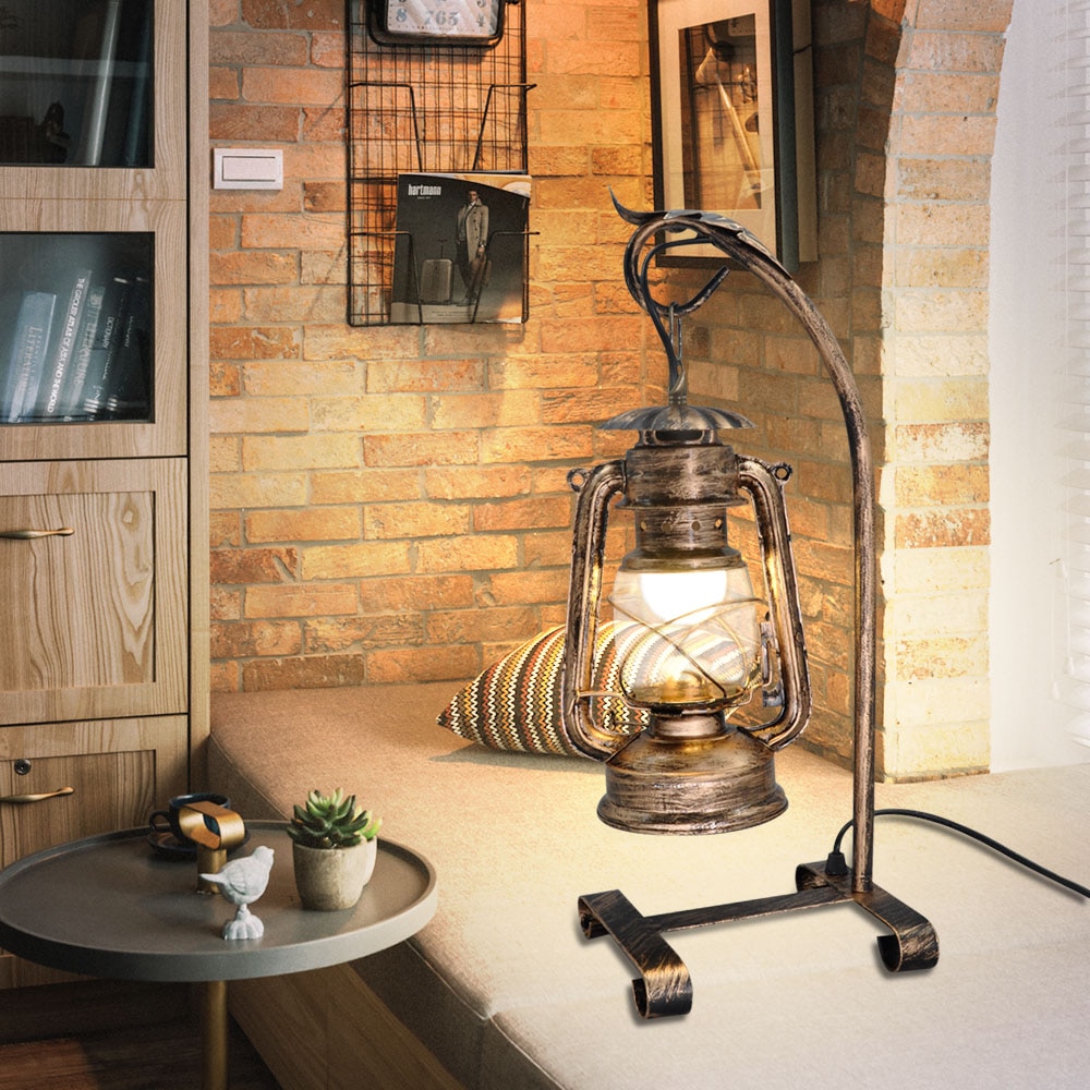 Artpad Amerikanischen Jahrgang Kerze Tisch Licht mit Stecker, Alte Kerosin Lampe Nachttisch Beleuchtung für Nacht Studie Cafe