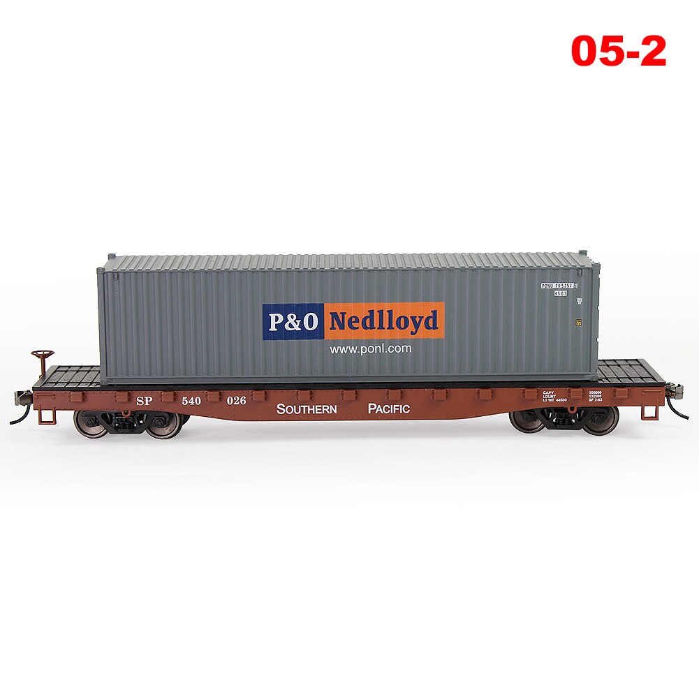 C8741 Model Railway Layout HO Scale 1:87 52ft Flat Car with 40&#39; 20&#39; Container Oil Tanks Lot: 05-2