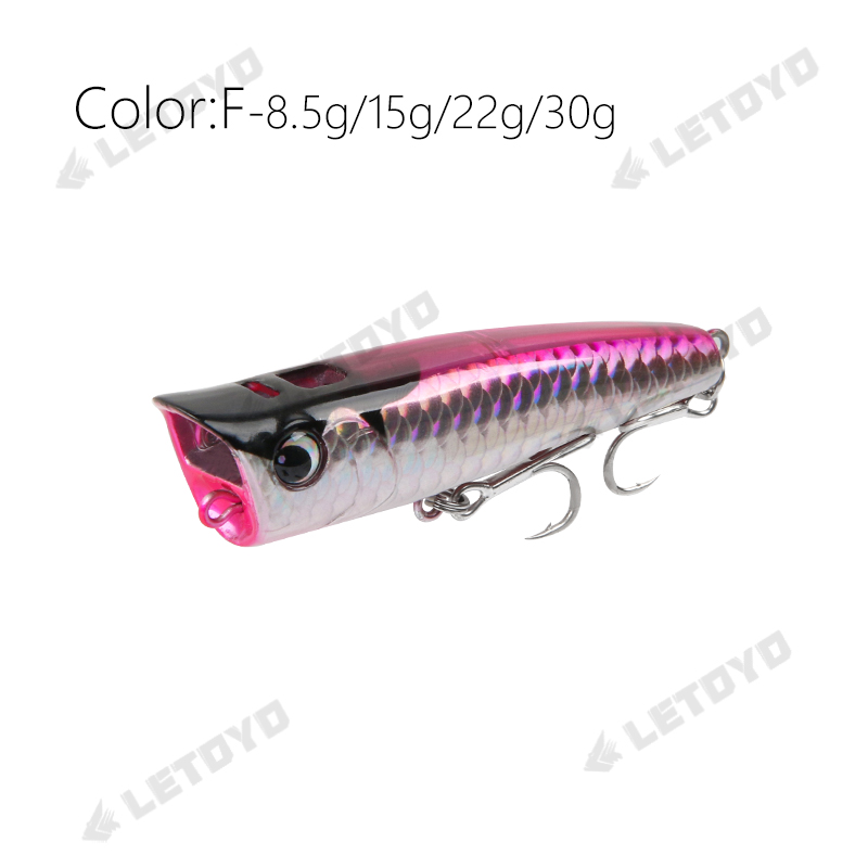 LETOYO Topwater popper 8.5-30g galleggiante musica rock pop Esche dure artificiali per esca da pesca al luccio persico spigola: 120 millimetri / Colore misto