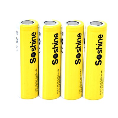 Soshine 3.7V Rechargeable 18650 Battery Cell 3400mAH For Led Torch Headlamp Bicycle Light: 4PCS