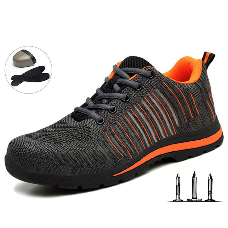 Arbeidsverzekering schoenen mesh licht ademend stalen neus sportschoenen anti-mijt steekbescherming veiligheidsschoenen heren werkschoenen