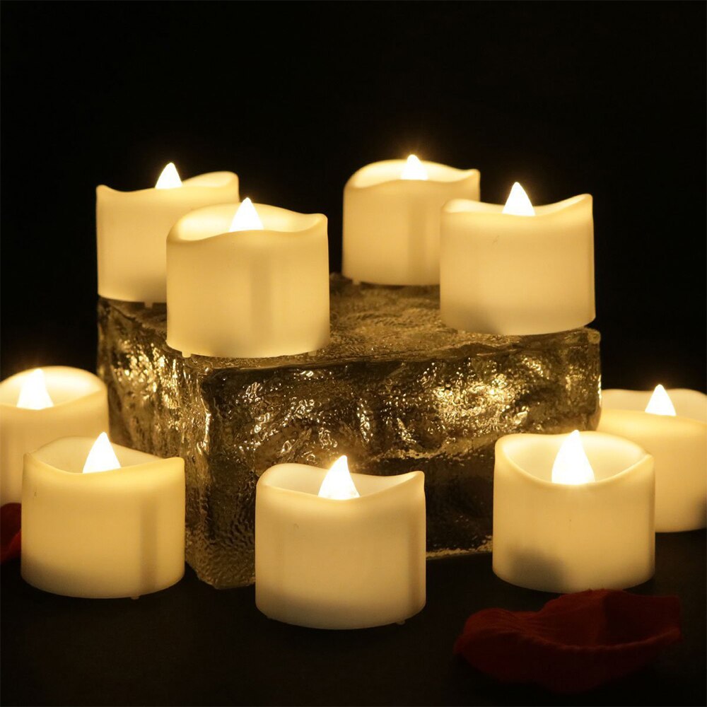 12/24 Pcs LED Intelligent Candles Warm White Flickering Electric Candle Remote Control Yellow Small Tea Light Super Battery Life