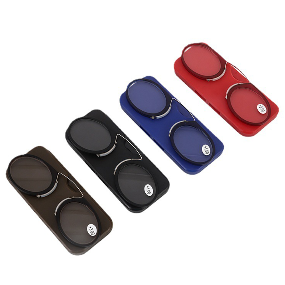 Clip-On Leesbrillen Brillen Voor Leesbril Mini-Bril Neusbrug Leesbril Draagbare Presbyopische Bril Met Etui 1.0