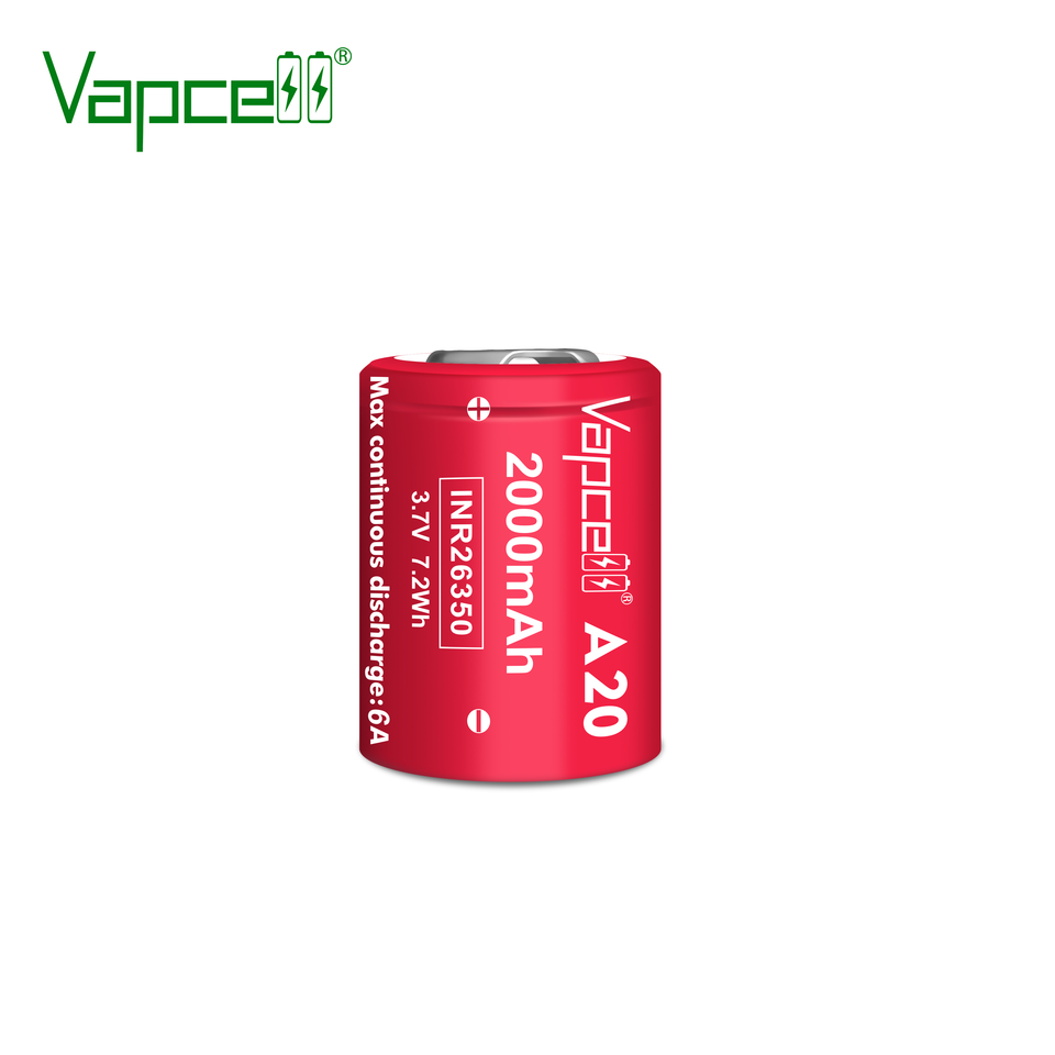 1-10pcs Highest Capacity Vapcell A20 26350 2000MAH 6A 3.6V lithium battery INR26350 Rechargeable Battery Cell For flashlight