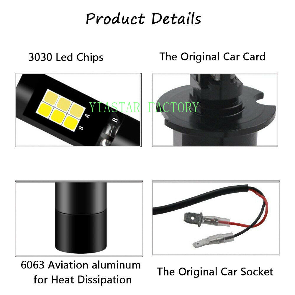 2x H3 LED 6000K Kolben Birne Weiß Gelb Nebel Fahr Licht DRL Lampe Dual Farbe 12V