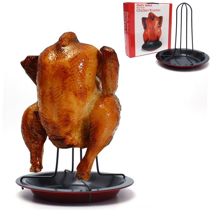 Grilled Chicken Rack Chicken Duck Holder Rack Grill Stand Roasting For BBQ Rib Non Stick Carbon Steel Supplies #0727