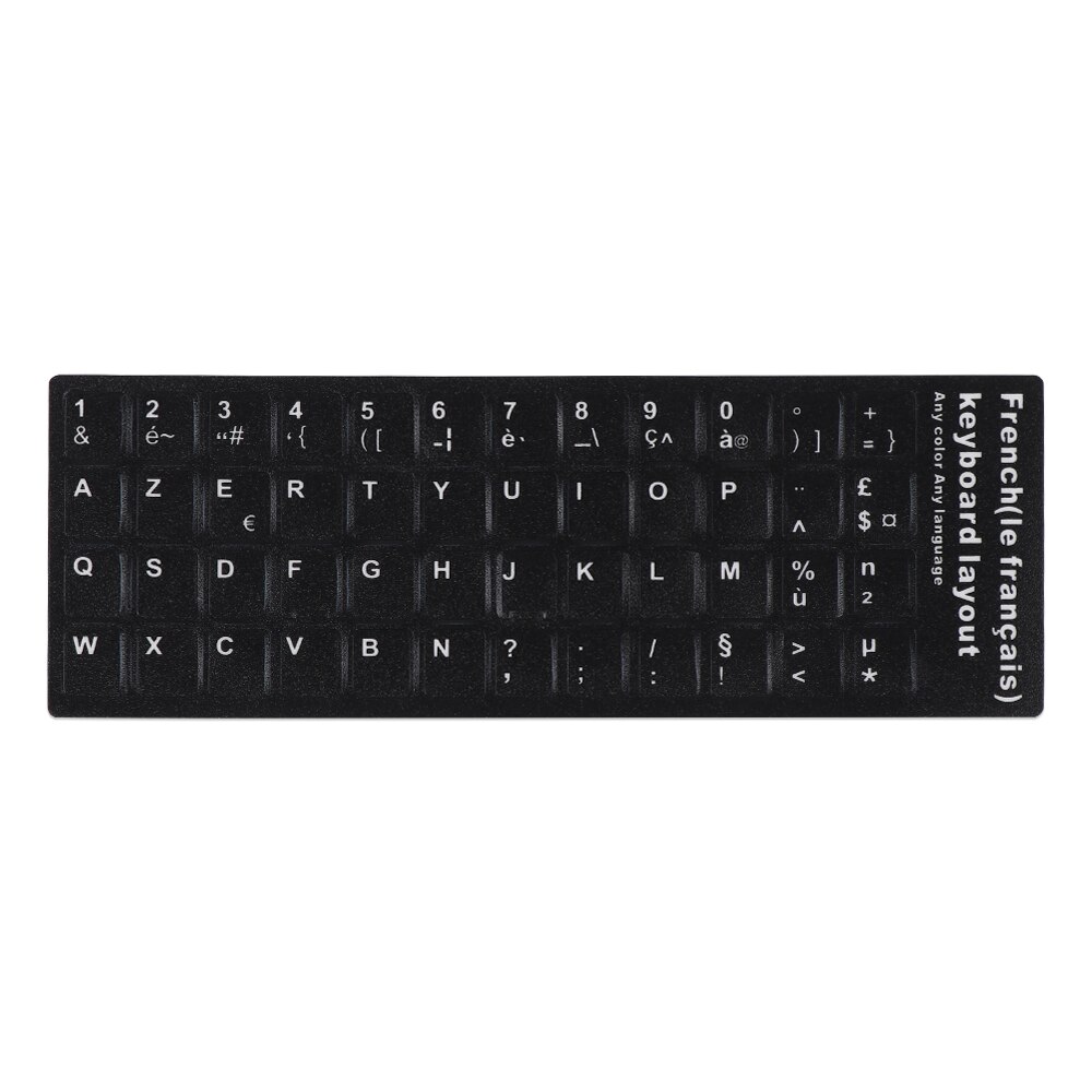 Luminous Keyboard Stickers Laptop PC Letter Alphabet Spanish/English/Russian/Arabic/French Language Keyboard Protective Film: Black French