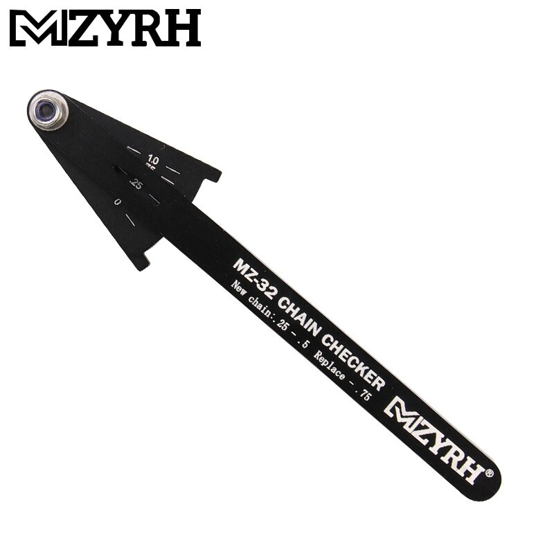 MZYRH-comprobador de cadena de bicicleta, herramienta indicadora de desgaste de cadena de bicicleta, medidor de cadenas multifuncional, medición para bicicleta de carretera y montaña: black