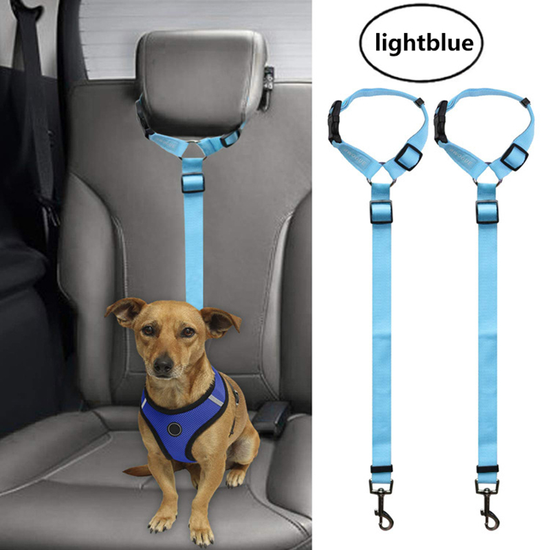 Verstelbare Hond Auto Veiligheidsgordel Reflecterende Huisdier Veiligheid Seat Belt Clip Buckle Tether Duurzaam Reizen Riem Lood Thuis Huisdier Product Gadget: lightblue