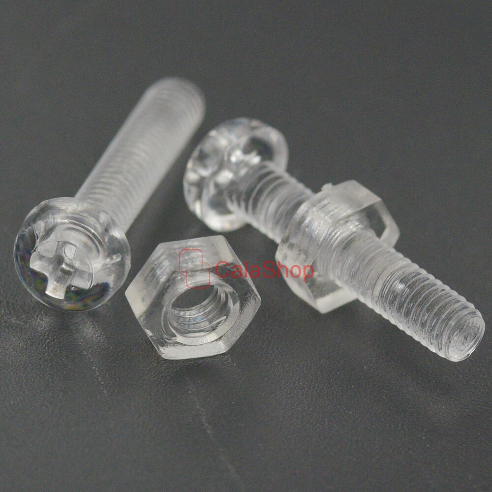 50 Teile/los M3 M4 Acryl Durchsichtigen Nylon Runde Kreuzschlitzschrauben Schrauben mit Sechskantmuttern