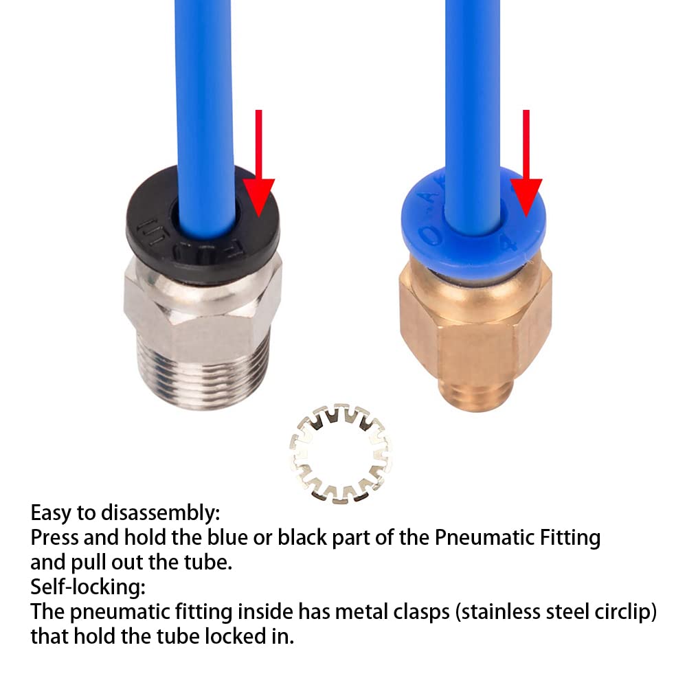Rurka Bowden PTFE do filamentu 1,75 mm z złączami PC4-M6 PC4-M10 pneumatyczne do Creality Ender 3/Pro Ender 5/Pro CR-10/10S