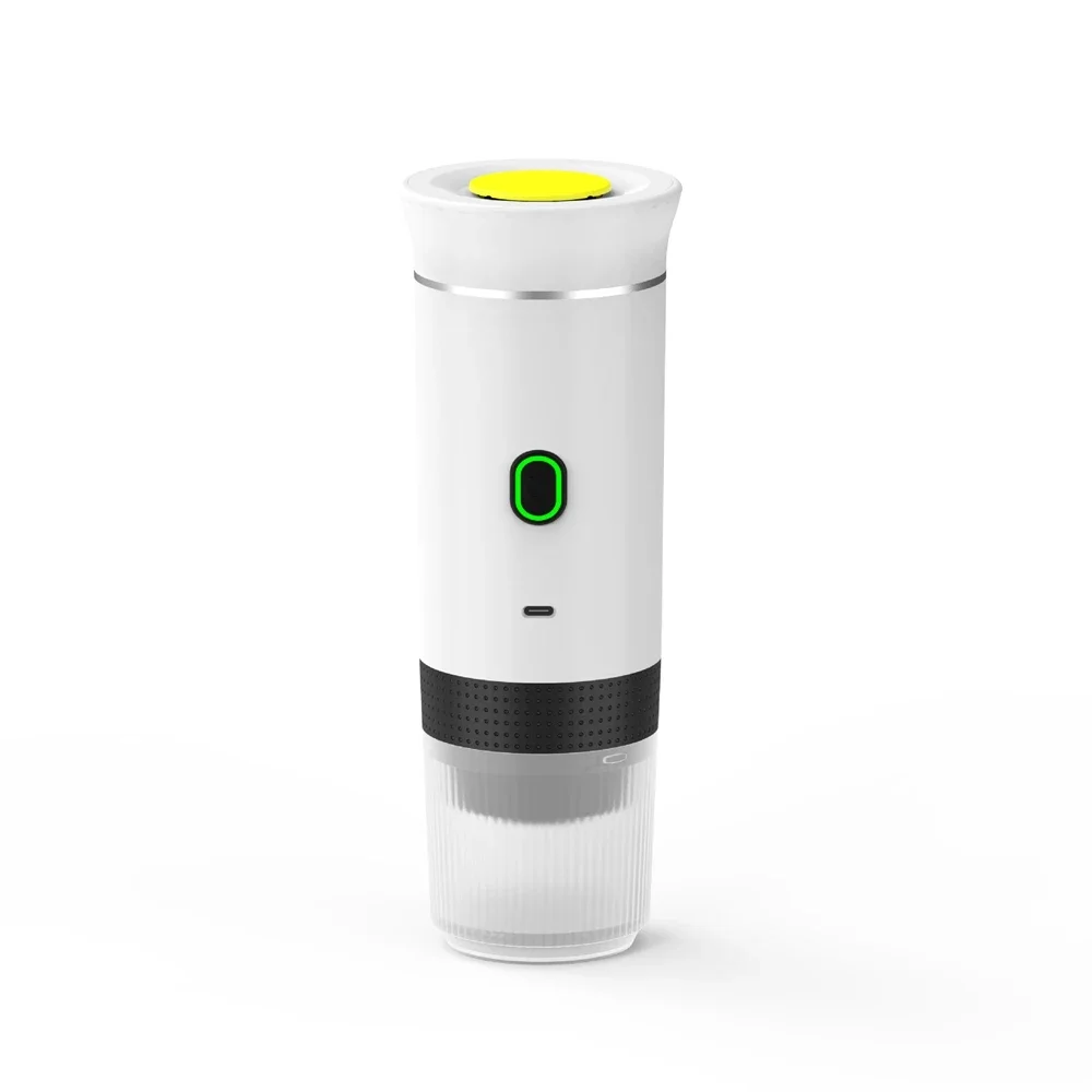 Cafetera Espresso eléctrica inalámbrica portátil para viajes, coche y hogar, cafetera para acampar, cafetera en polvo con cápsulas 3 en 1: Blanco