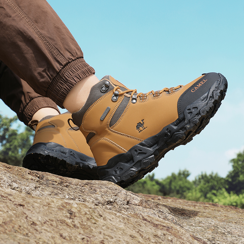 Zapatos de senderismo impermeables para exteriores para hombre, zapatillas de cuero para caminar, zapatos antideslizantes para escalar y senderismo, botas de trabajo cómodas para hombre