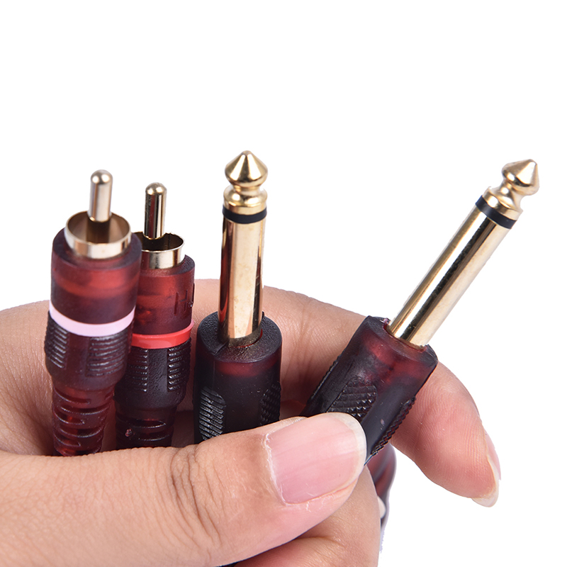 1Pc 1.5M Kabel Dual Rca Male Naar Dual 6.35Mm 1/4 Inch Mannelijke Mixer Audiokabel