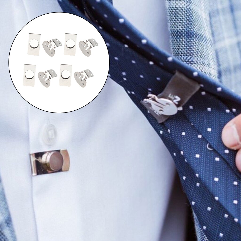 8Pc Tie Blijven Clips Onzichtbare Magnetische Rvs Anti-Rimpel Anti-Drijvende En Anti-Swing Tie houder Clips