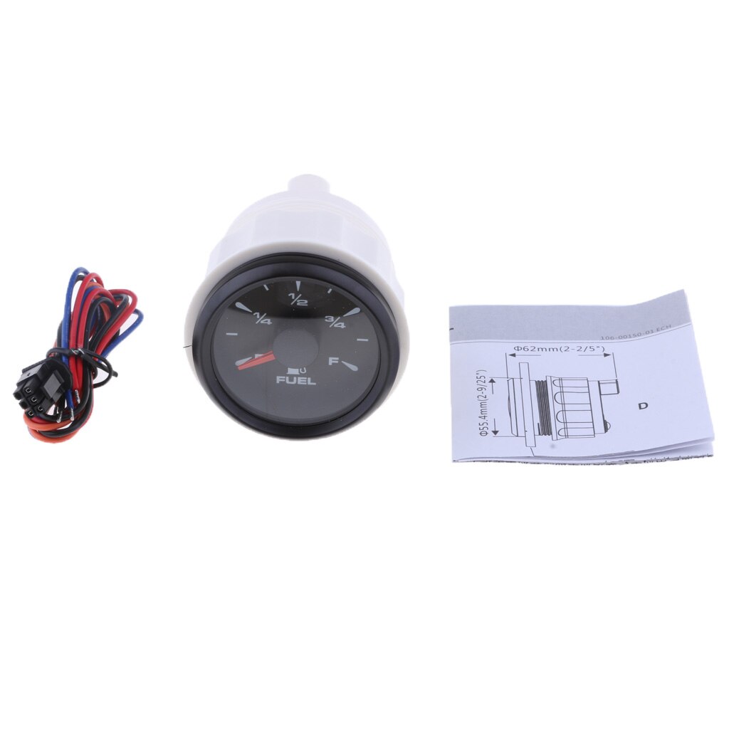 Electrical Fuel Level Gauge 0-190ohm- Universal Oil Meter E-1/2-F Indicating Range, Waterproof for Marine/Car/SUV