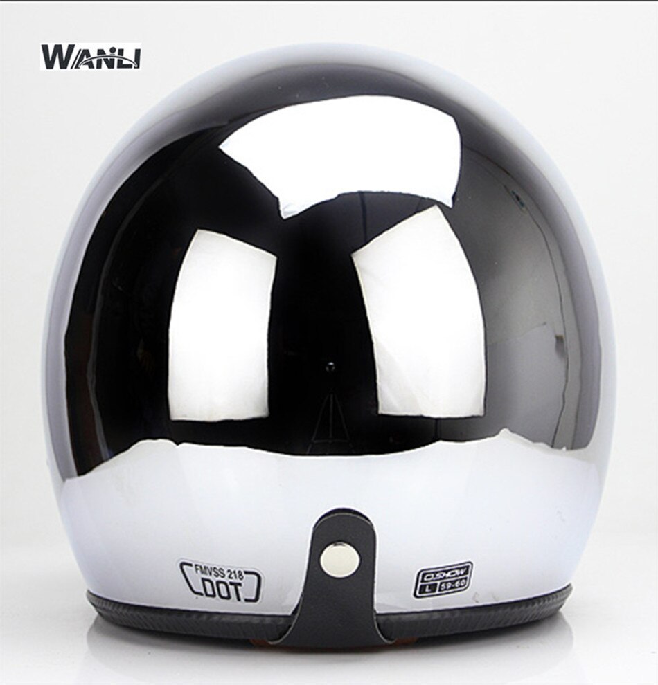 Open Face Motorcycle Helmet Vintage Kask Motocycle Capacete Chrome Sliver Retro Casque Mirror Pilot Jet Moto 3/4 Half Casco