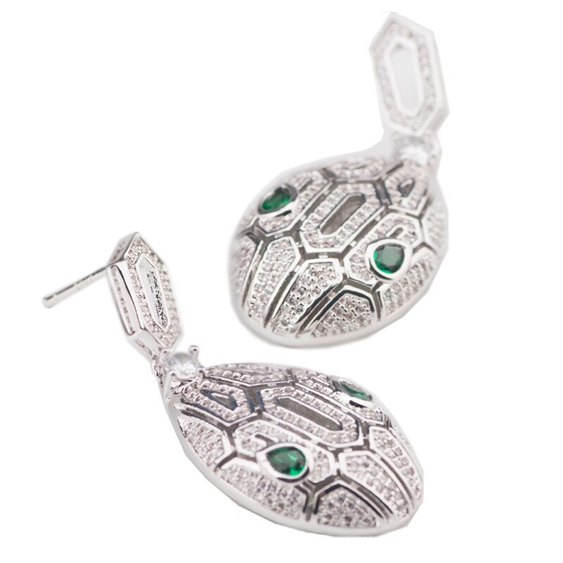 incrusté hao pierre creuse boucles d'oreilles femme ovale vert oeil serpent animal boucles d'oreilles simple personnalité boucles d'oreilles bijoux