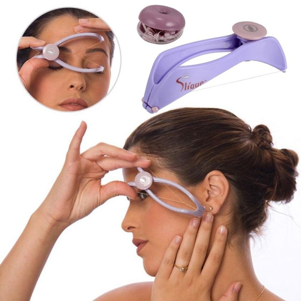 Kvinder ansigtshårfjerner fjeder trådning epilator ansigt defeatherer diy makeup skønhed værktøj til kinder øjenbryn