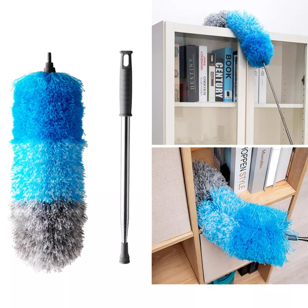 Microfiber Feather Duster with Extendable Pole, 96" Telescoping Cobweb Duster for Cleaning, Bendable Head,Washable Duster