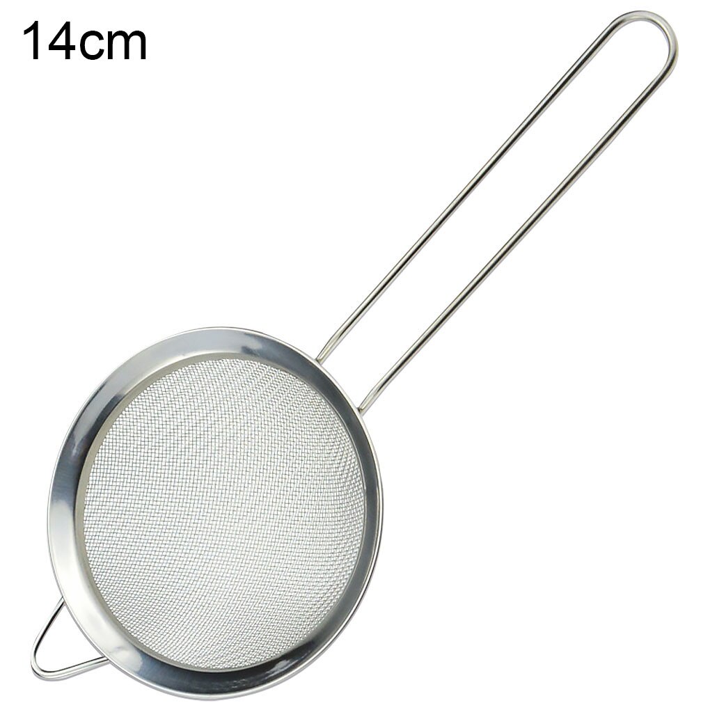 Kitchen Fine Mesh Strainer Stainless Steel Fine Mesh Strainer Tea Colander Long Handle Food Sifter Flour Sieve Baking Tool: 14cm