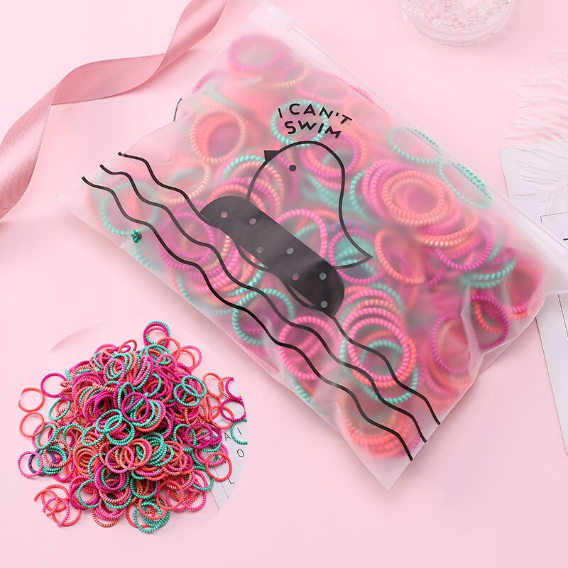 Lot de 50 bandes élastiques colorées pour filles, accessoires de cheveux à la: 6