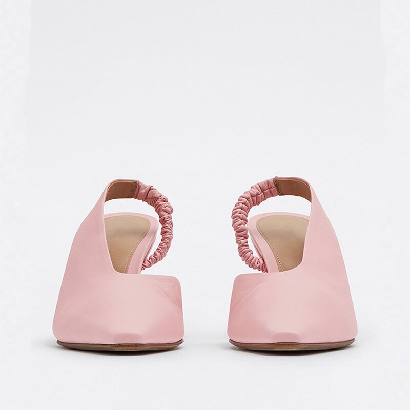 Roze Vierkante Neus Hoge Hakken Vrouwen Retro Effen Kleur Slingback Sandalen Vrouwen Lente/Zomer Mode Vrouwelijke schoenen