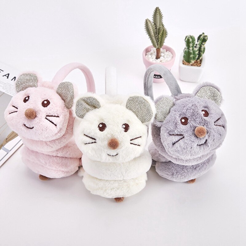 Orejeras de invierno para niños con lindo ratón accesorios para niños nuevos auriculares de de piel sintética orejeras de invierno