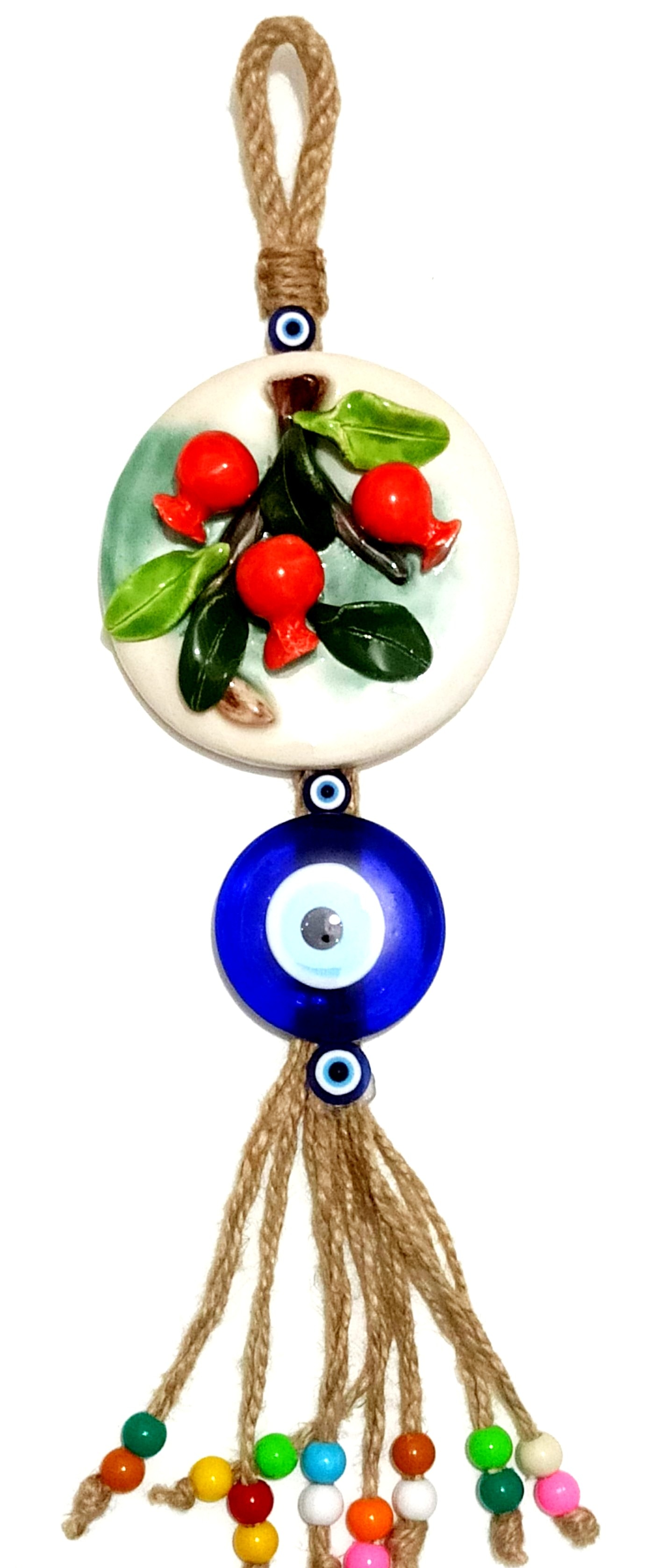 View of Ceramic Pomegranate Glass Evil Eye Bead Handmade W... – Grandado