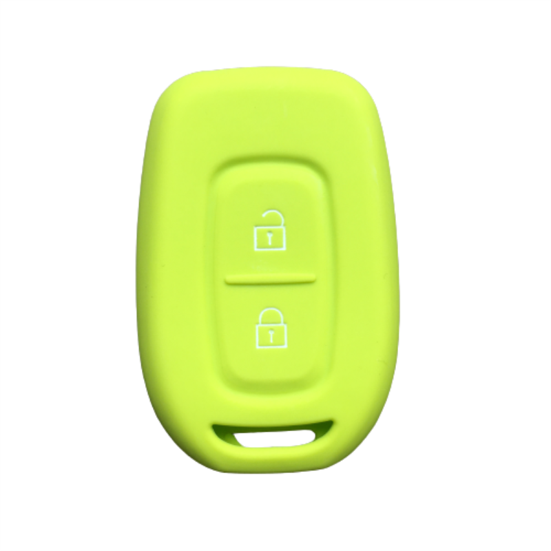 Silicone Rubber Car Key Case Shell for Renault Duster Dacia Scenic Master Megane Fob 2 Button Remote Key Cover: Apple green