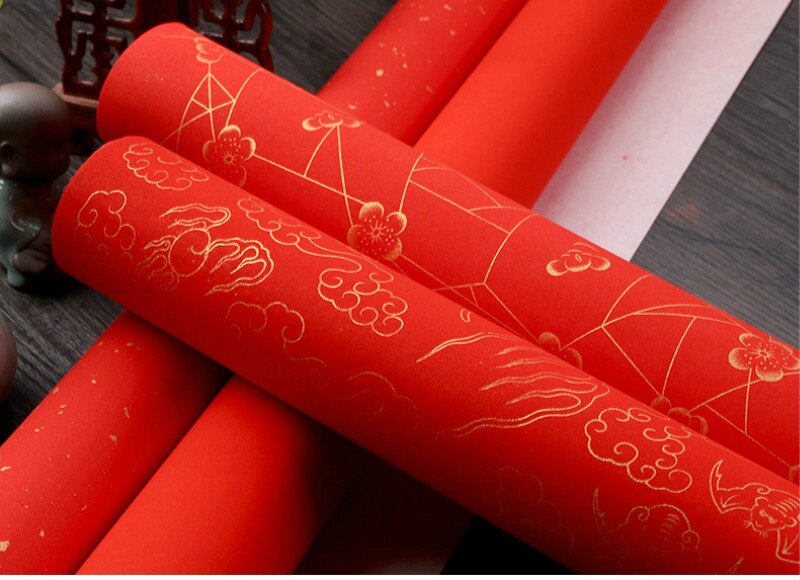 Papier de calligraphie du Festival du printemps chinois, 10 pièces, papier Xuan rouge épais, papier traditionnel du nouvel an chinois