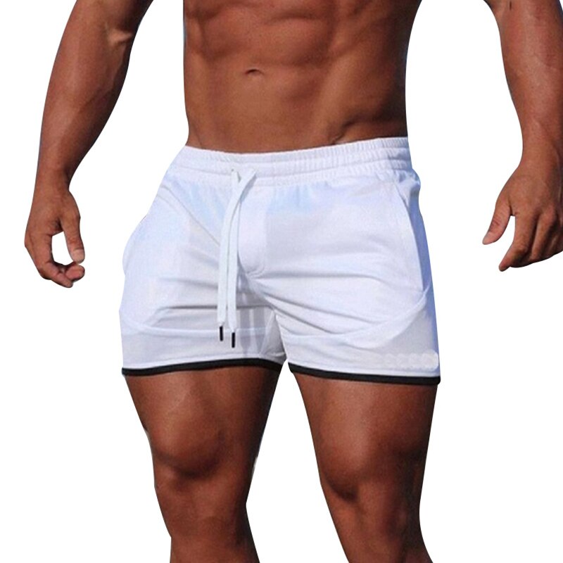 Newly Men Beach Shorts Breathable Fast Dry Fitness Slim Fit Shorts for Summer S66: White / XXL