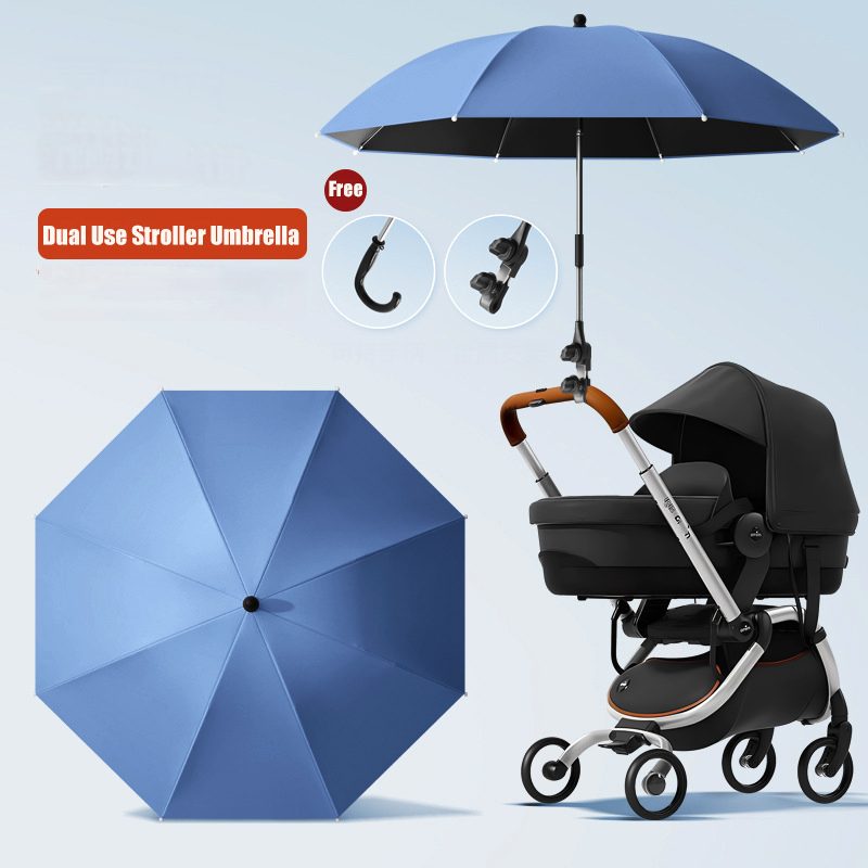 Clip-on Universele Baby Parasol 85 cm Diameter 2 in 1 Kinderwagen Paraplu Voor Zonnescherm Regenbestendig kinderwagen Accessoires: Roze