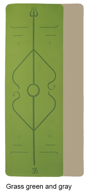 Tpe-yogamatte mit rutschfester oberfläche, positionslinien für fitness, gymnastik und pilates, inklusive yogamattentasche, 2 farben: Grasgrün und grau