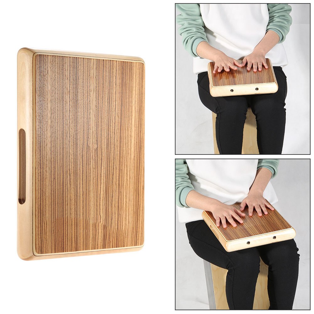 Travel Cajon Drum Flat Hand Drum Zebra Wood Persussion Drum Instrument for Rhythm Sense Practice 31.5 * 24.5 * 4.5cm