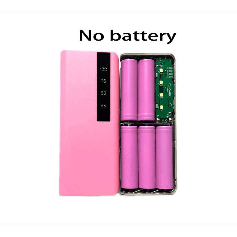 5*18650 Power Bank Shell Case Battery Charger Box Phone External Charger Shell DIY Kit with LED Light Charging Digital Display: Pink No Battery