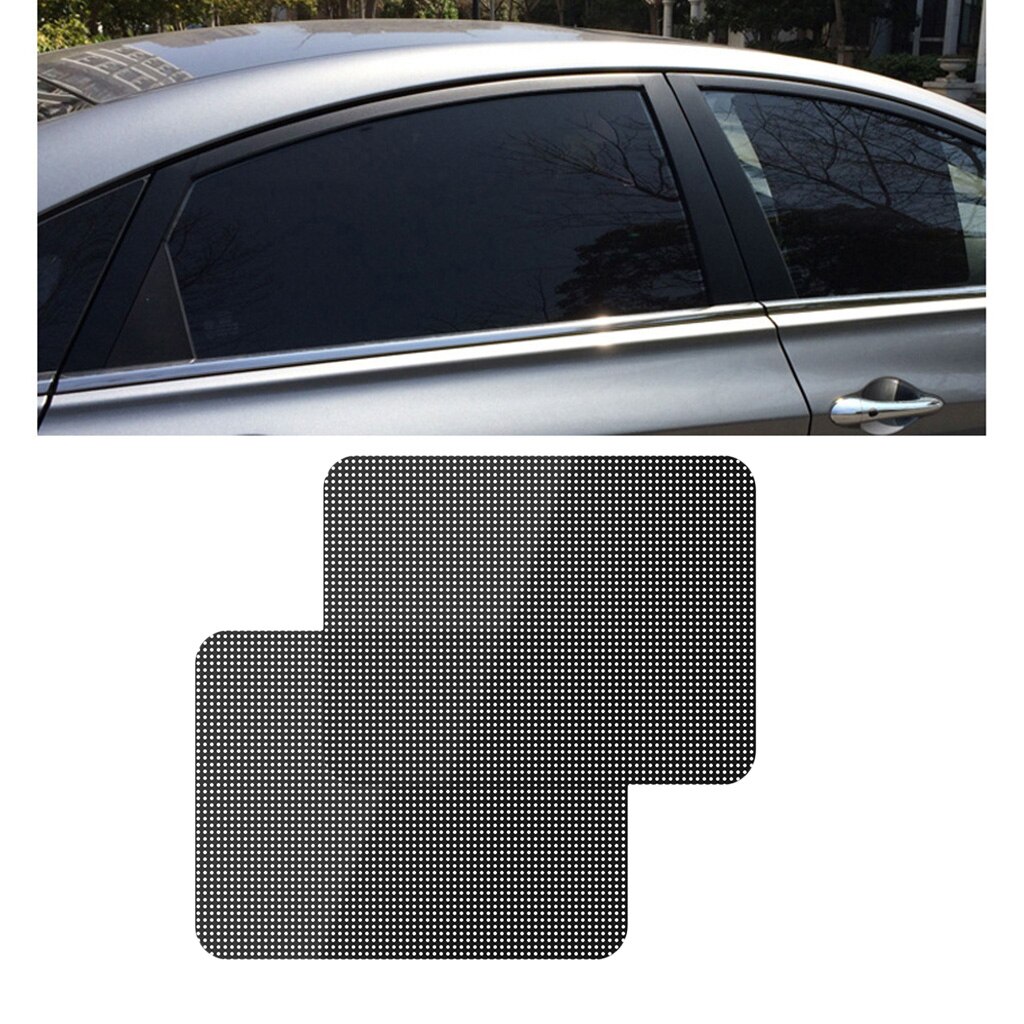 2 Pieces Car Window Mesh Film Sunshade Sun Shade Sticker PVC Shied Black