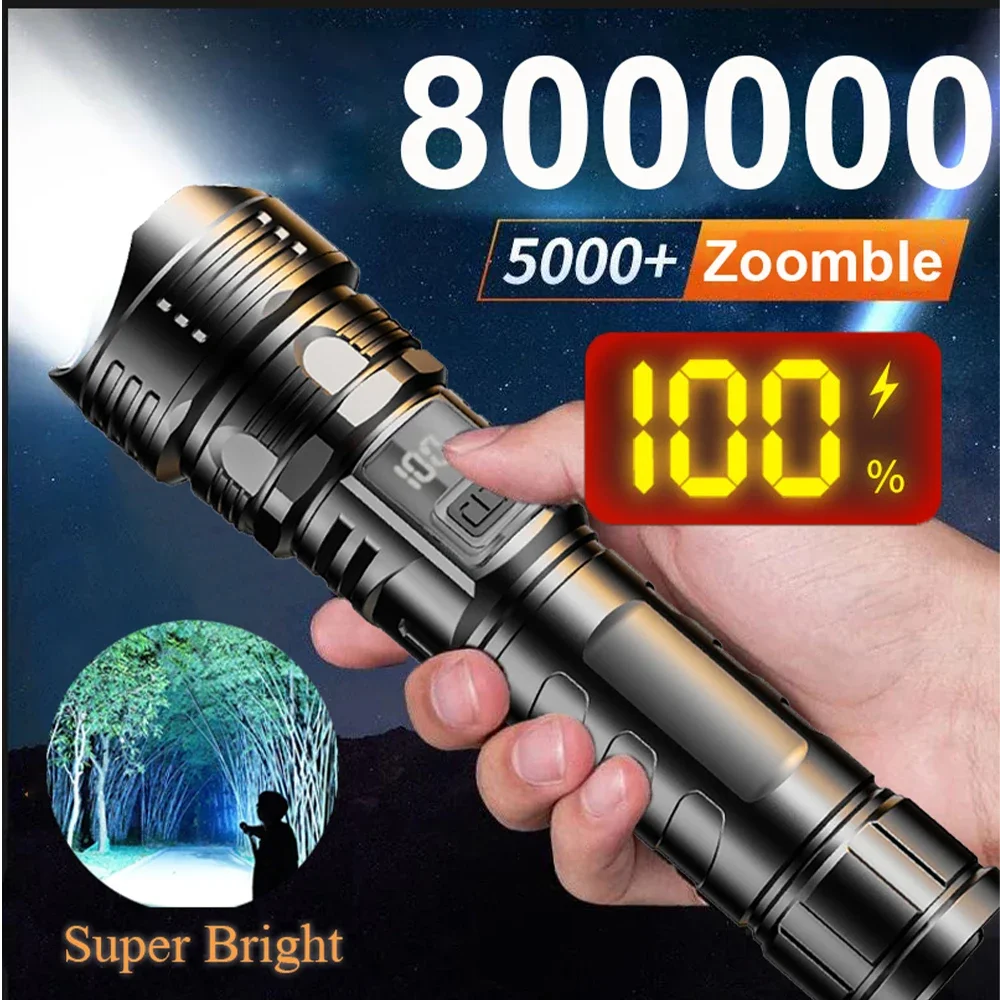 LED-zaklamp Superheldere oplaadbare draagbare Ultra Power-zaklamp Intrekbare digitale zoomhandlamp voor kamperen