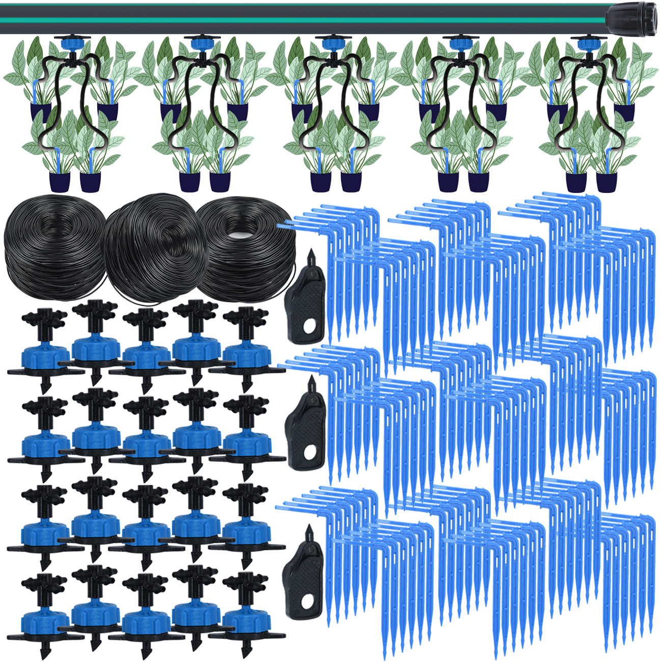 KESLA 10-100M Irrigation Watering System Kit 4-Way 2-Way 8L Drip Arrow Transmitter Dripper Sprinkler Potted Planting Greenhouse