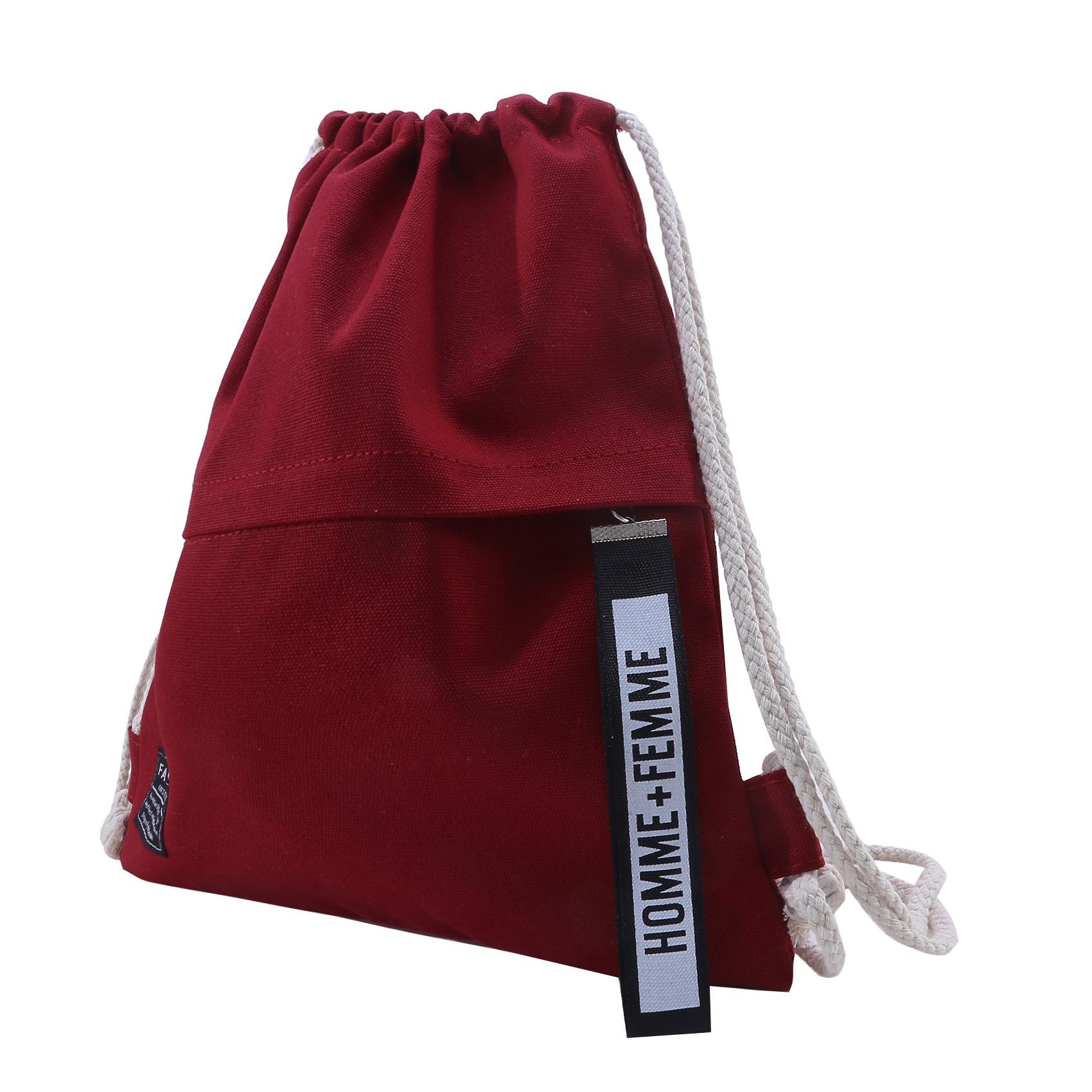 Canvas rugzak met trekkoord Mode School Gym Tas met trekkoord Casual String Knapzak Schoolrugzak voor tienervrouwen: Rood