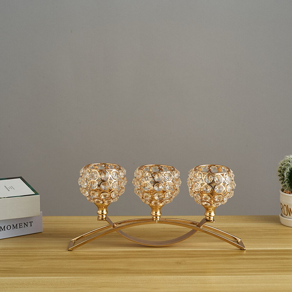 Candelabros de 3 brazos con arco de cristal, portavelas de puente, tazón, adorno romántico para decoración del hogar y boda