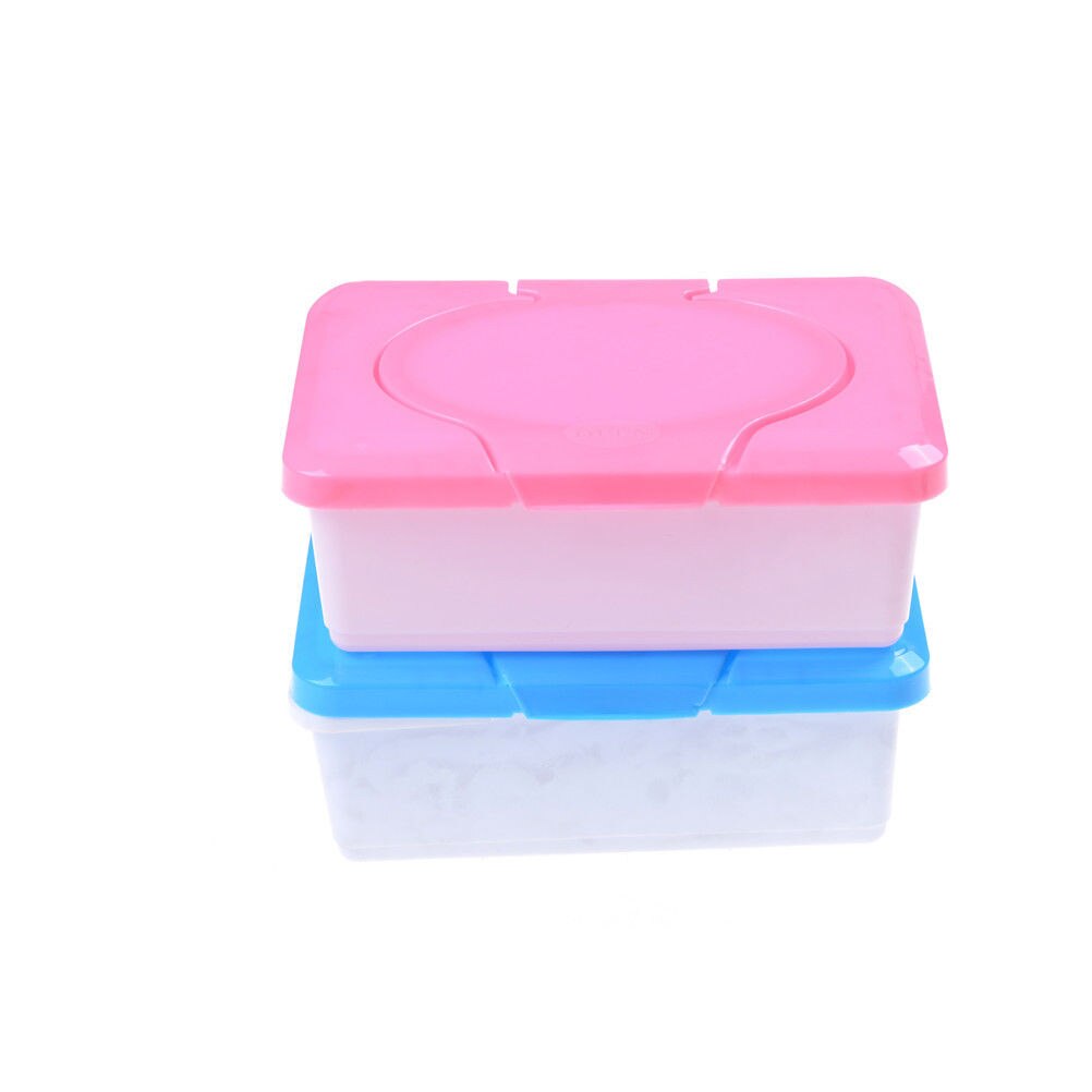Plastic Dry Wet Tissue Box Case Baby Wipes Press Pop-up Home Tissue Holder Accessories Pink blue colors 1PCS