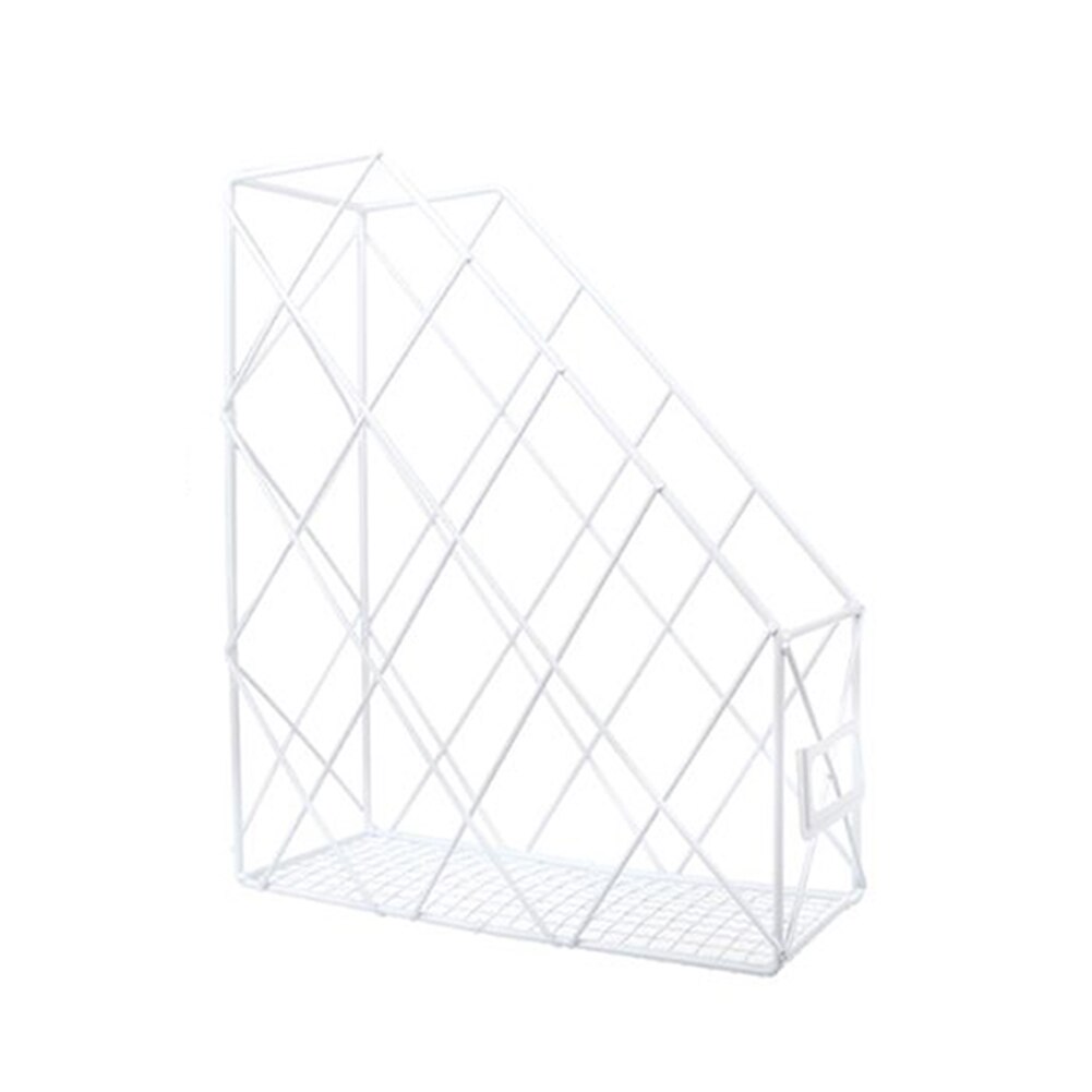 Metal Desktop Office Study Room Books Storage Rack Bookshelf Holder Organizer: White