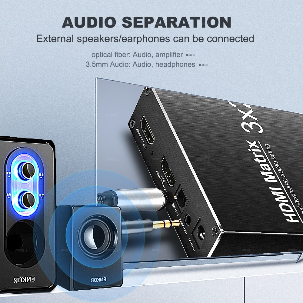 HDMI Matrix switch 2.0 adapter 4K HDR ARC 3 in 2 out HDMI Splitter converter IR control adapter for notebook Ps4 PC projector TV