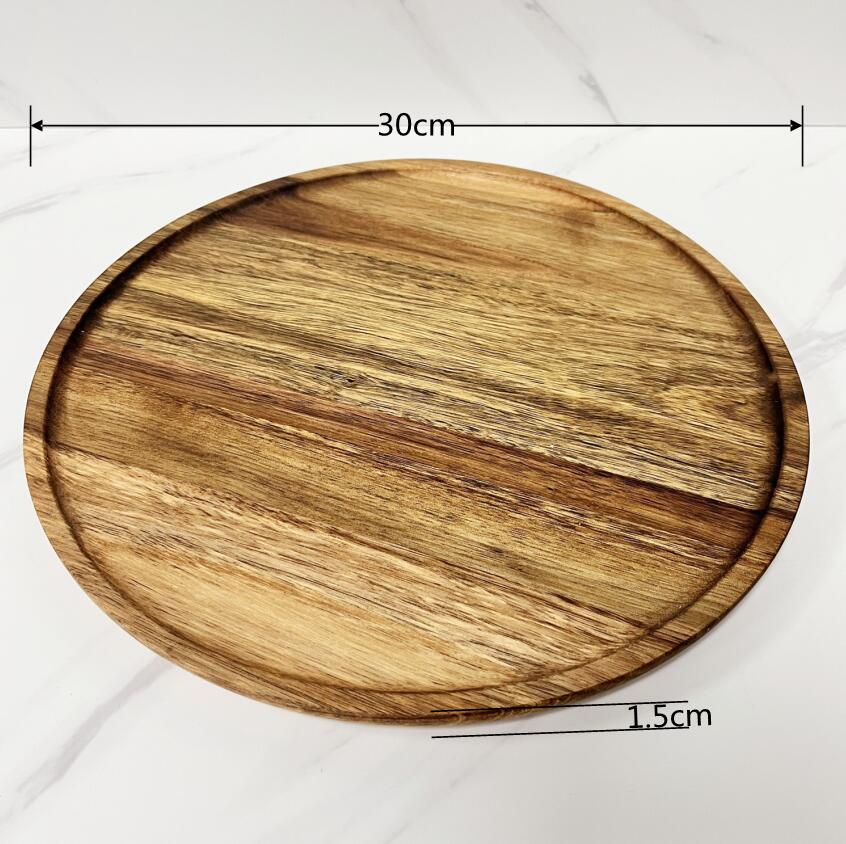 6.5/8.5/10/11 inch solid wood plate fruit plates For home kitchen supplies dessert cake stand Plates for food storage tray: XL 30CM