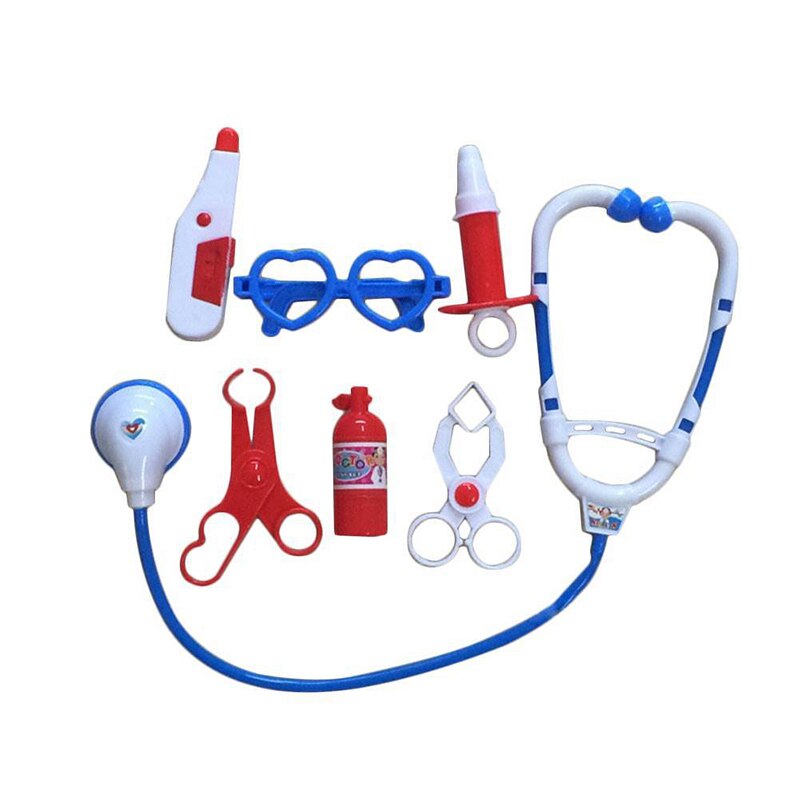 7Pcs Kids Play Doctor Game Early Educational Toys Children Simulation Hospital Pretend Doctors Kit Child Stethoscope Cosplay Toy: blue